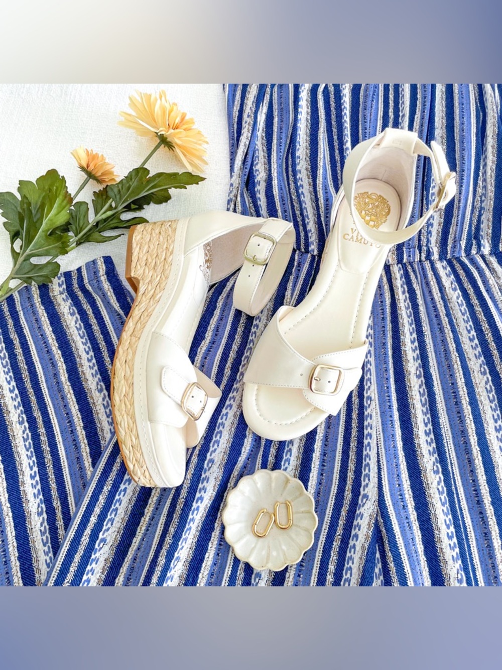 Vince Camuto espadrille wedge sandals.
